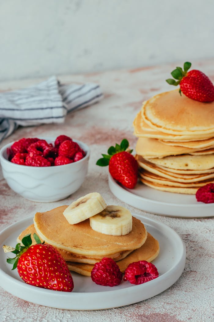 Pancakes fruits rouges banane
