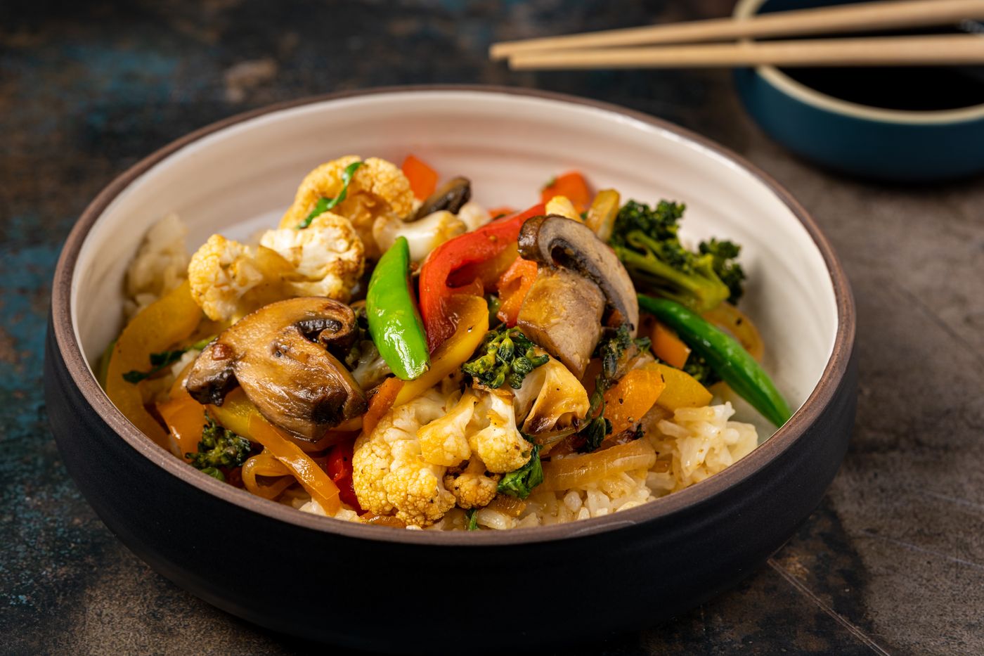 Riz brocoli champignons poivron