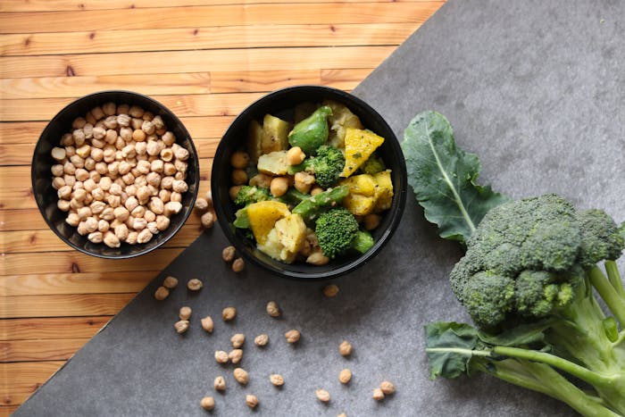 Salade pois chiches brocoli pommes de terre