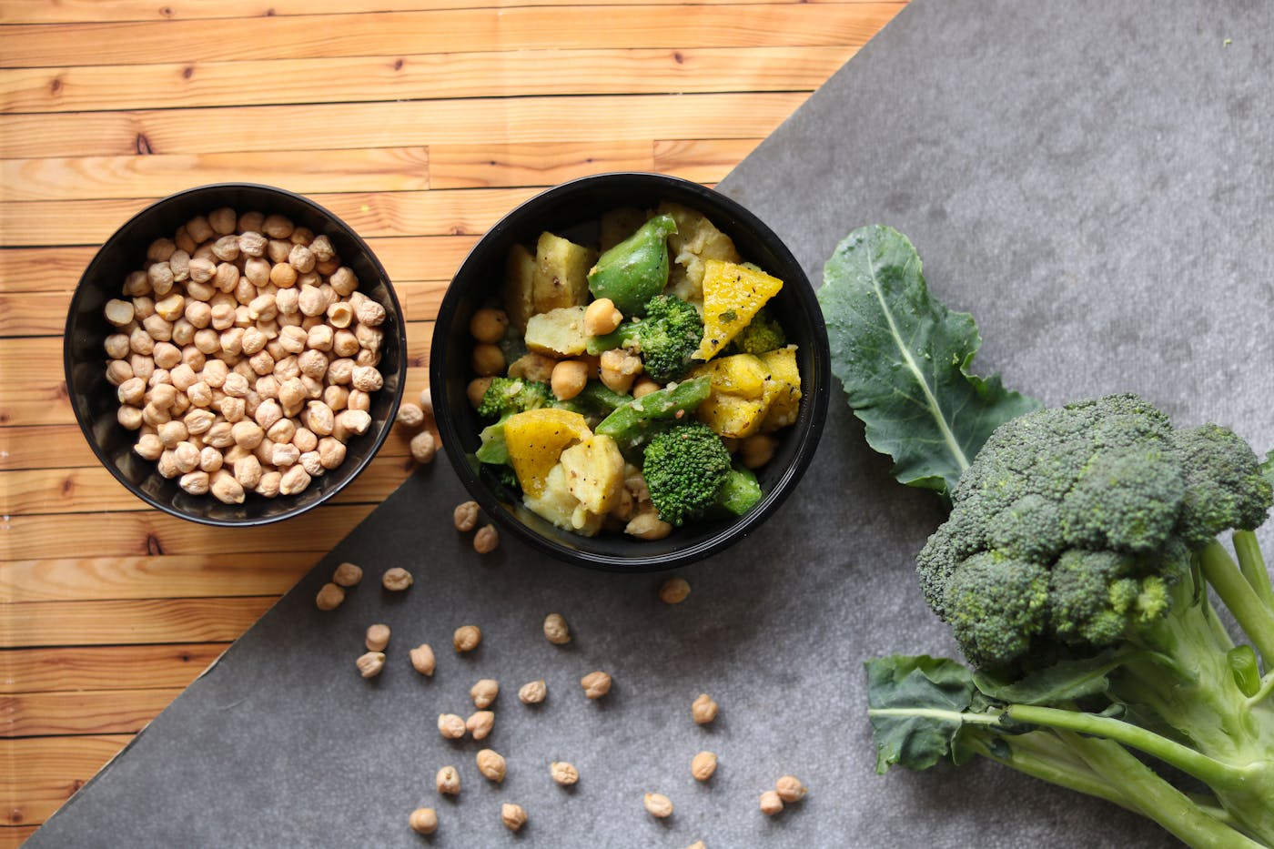 Salade pois chiches brocoli pommes de terre