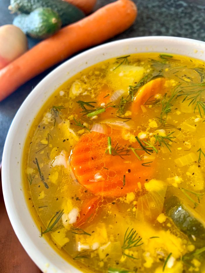 Soupe carotte courgette herbes