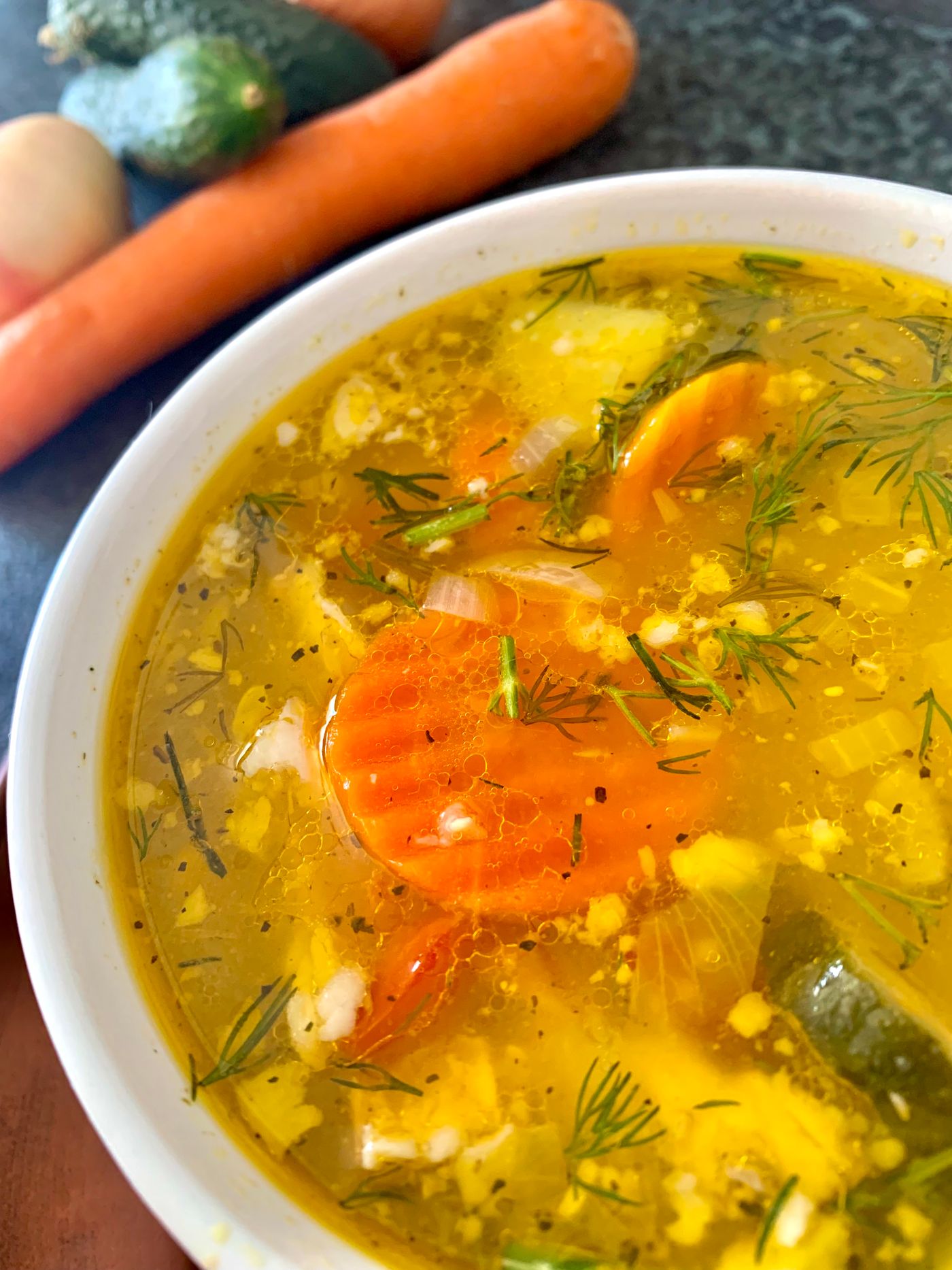 Soupe carotte courgette herbes