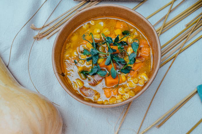 Soupe carotte maïs nouilles